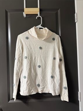 Cream Polka Dot Wide Mock Neck Sweater